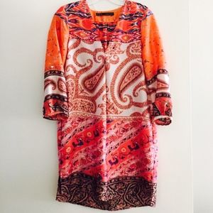 Zara Paisley Print Silk Dress